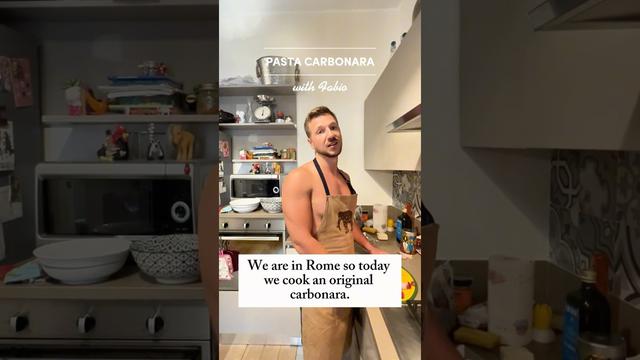 Recipe below👇 Pasta Carbonara (Roman style but our own take)🐷🤌 (by Fabio).

Servings: 2

Ingredients: 250g Pasta (we used a whole wheat rigatoni - but spaghetti or rigatoni works well for this), Guanciale (you can use another type of bacon too, but this one is fatty and rich), 3 eggs, pecorino cheese

Step 1: Cut and fry the guanciale - when it is crunchy (and almost burnt), you know it’s done.

Step 2: Save the bacon fat and pour it into a little bowl, you will need it!

Step 3: Boil water, generously add salt to the water, add the pasta and cook it until al dente (10 mins for rigatoni)

Step 4: In the meantime, grate the pecorino cheese - use A LOT!

Step 5: When the bacon fat has cooled, crack the eggs into it and whisk with a fork until creamy.

Step 6: Drain the pasta at this point and save a little bit of pasta water.

Step 7: Mix everything together back in the pot. The eggs should cook a bit with the heat of the pasta, but if you like a less raw consistency…just turn the burner on and stir everything for about a minute.

Step 8: Dish it out and generously add pecorino to the top.

Buon appetito!

#PastaCarbonara #RomeStyleCarbonara #ItalianCooking #HomeCooking #PastaLovers #CarbonaraRecipe #ItalianFood #Foodie #CookingAtHome #PastaRecipe #RomeCuisine #AuthenticItalian #Foodstagram #Delicious #BuonAppetito #FabiosKitchen #WholeWheatPasta #ComfortFood #FoodLovers #InstaFood